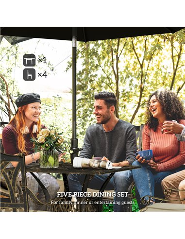 Outsunny Five-Piece Cast Aluminium Garden Dining Set - Bronze Tone