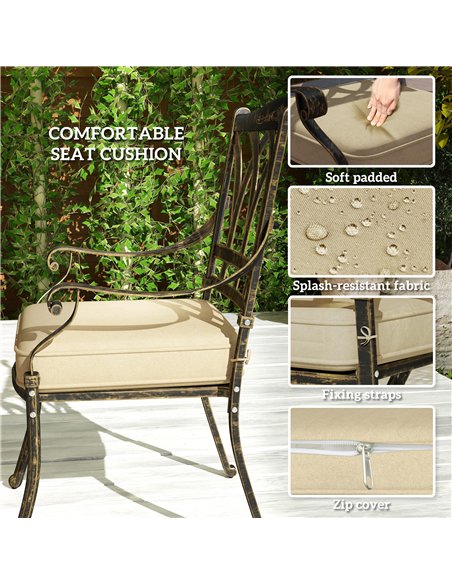 Outsunny Five-Piece Cast Aluminium Garden Dining Set - Bronze Tone - pic 128608 | FastDaddyshop