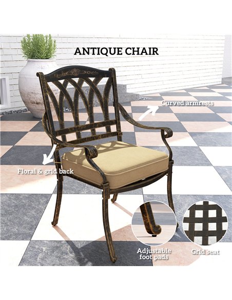 Outsunny Five-Piece Cast Aluminium Garden Dining Set - Bronze Tone - pic 128610 | FastDaddyshop