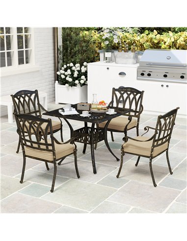 Outsunny Five-Piece Cast Aluminium Garden Dining Set - Bronze Tone