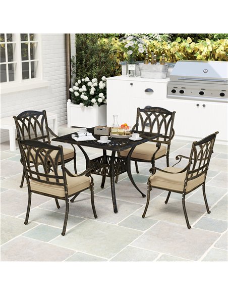 Outsunny Five-Piece Cast Aluminium Garden Dining Set - Bronze Tone - pic 128611 | FastDaddyshop