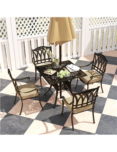 Outsunny Five-Piece Cast Aluminium Garden Dining Set - Bronze Tone