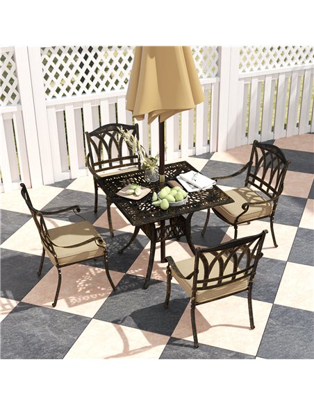 Outsunny Five-Piece Cast Aluminium Garden Dining Set - Bronze Tone - pic 128612 | FastDaddyshop