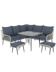Outsunny Six-Piece Rattan Strong Garden Sofa Set - Grey