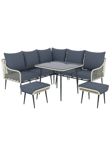 Outsunny Six-Piece Rattan Strong Garden Sofa Set - Grey - pic 128613 | FastDaddyshop