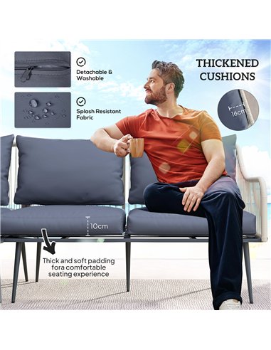 Outsunny Six-Piece Rattan Strong Garden Sofa Set - Grey