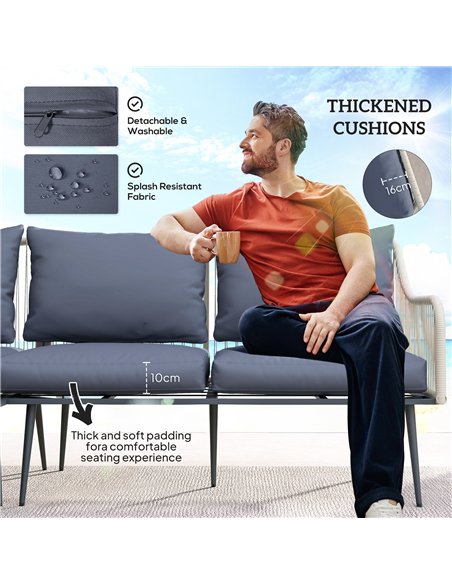 Outsunny Six-Piece Rattan Strong Garden Sofa Set - Grey - pic 128616 | FastDaddyshop