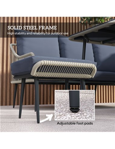 Outsunny Six-Piece Rattan Strong Garden Sofa Set - Grey