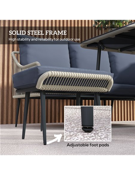 Outsunny Six-Piece Rattan Strong Garden Sofa Set - Grey - pic 128617 | FastDaddyshop