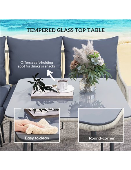Outsunny Six-Piece Rattan Strong Garden Sofa Set - Grey - pic 128618 | FastDaddyshop