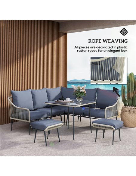 Outsunny Six-Piece Rattan Strong Garden Sofa Set - Grey - pic 128619 | FastDaddyshop