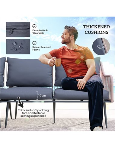 Outsunny Six-Piece Rattan Strong Garden Sofa Set - Brown/Grey
