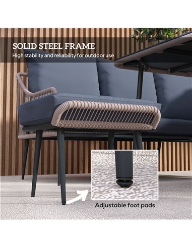 Outsunny Six-Piece Rattan Strong Garden Sofa Set - Brown/Grey