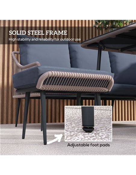 Outsunny Six-Piece Rattan Strong Garden Sofa Set - Brown/Grey - pic 128626 | FastDaddyshop