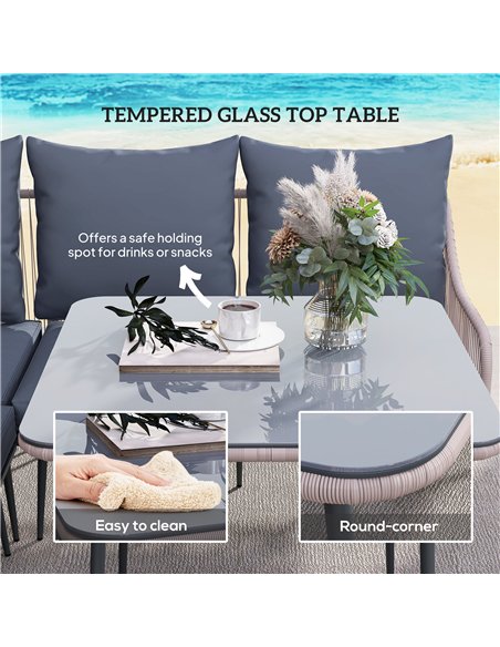 Outsunny Six-Piece Rattan Strong Garden Sofa Set - Brown/Grey - pic 128627 | FastDaddyshop