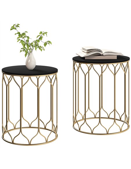 Outsunny Garden Side Table Set of 2, Nesting Tables with Ceramic Tile Top, Indoor Outdoor Small Garden Tables, Multifunctional E - pic 128631 | FastDaddyshop