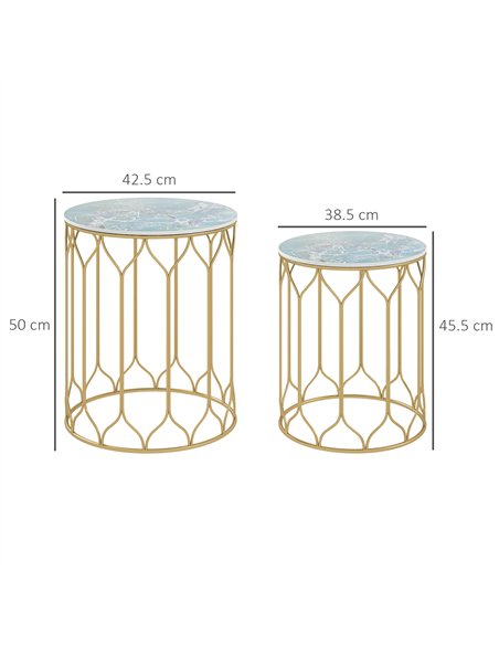 Outsunny Garden Side Table Set of 2, Nesting Tables with Ceramic Tile Top, Indoor Outdoor Small Garden Tables, Multifunctional E - pic 128642 | FastDaddyshop