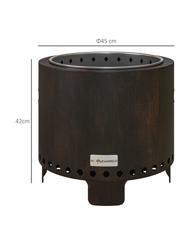 Outsunny Metal Wood-burning Smokeless Fire Pit, Black