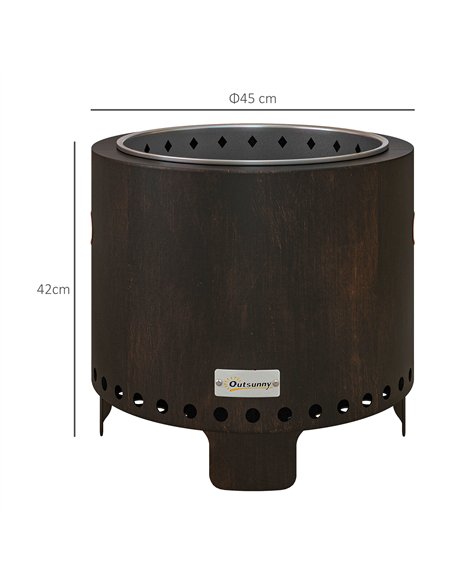 Outsunny Metal Wood-burning Smokeless Fire Pit, Black - pic 128651 | FastDaddyshop