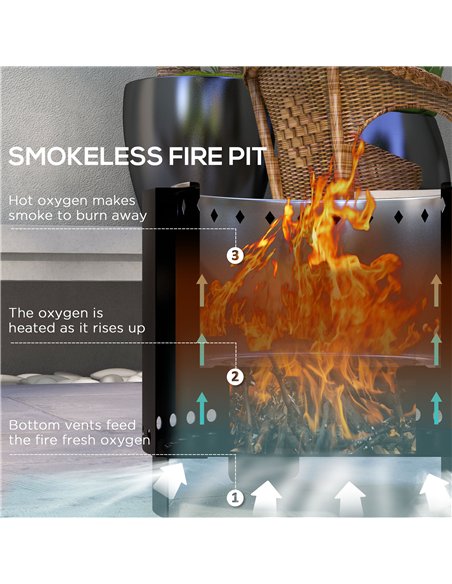 Outsunny Metal Wood-burning Smokeless Fire Pit, Black - pic 128652 | FastDaddyshop