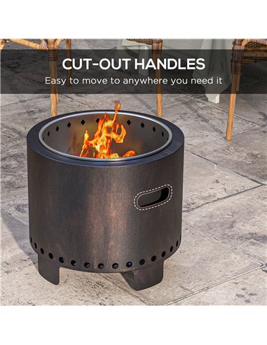 Outsunny Metal Wood-burning Smokeless Fire Pit, Black