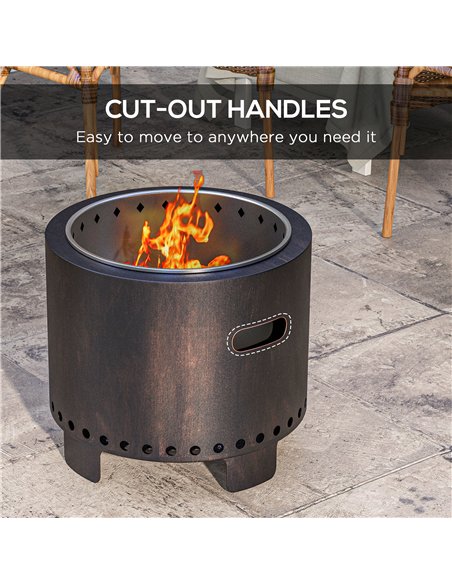 Outsunny Metal Wood-burning Smokeless Fire Pit, Black - pic 128654 | FastDaddyshop