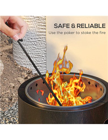 Outsunny Metal Wood-burning Smokeless Fire Pit, Black