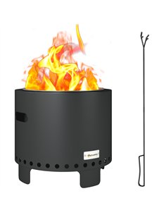 Outsunny Smokeless Steel Fire Pit, with Poker - Grey
