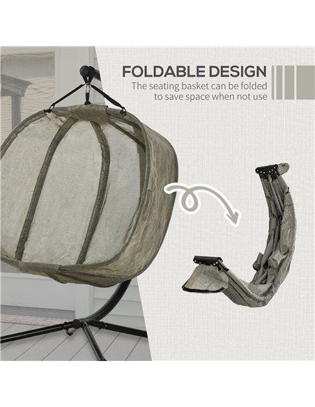Outsunny Double Hanging Egg Chair 2 Seaters Swing Hammock Chair with Stand, Cushion and Folding Design, for Indoor and Outdoor,  - pic 12866 | FastDaddyshop