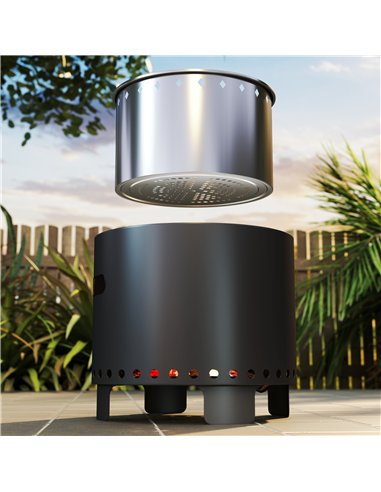 Outsunny Smokeless Steel Fire Pit, with Poker - Grey