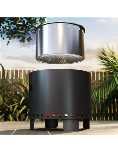 Outsunny Smokeless Steel Fire Pit, with Poker - Grey - pic 128665 | FastDaddyshop