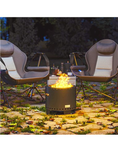 Outsunny Smokeless Steel Fire Pit, with Poker - Grey