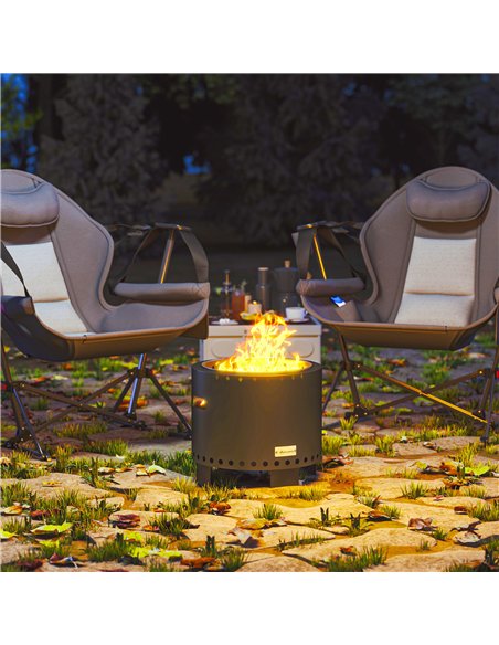 Outsunny Smokeless Steel Fire Pit, with Poker - Grey - pic 128666 | FastDaddyshop