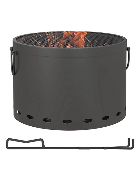 Outsunny Smokeless Fire Pit, 38cm Portable Wood Burning Firepit with Spark Screen and Poker, Low Smoke Camping Bonfire Stove for - pic 128667 | FastDaddyshop