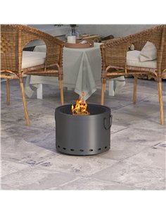 Outsunny Smokeless Fire Pit, 38cm Portable Wood Burning Firepit with Spark Screen and Poker, Low Smoke Camping Bonfire Stove for 2