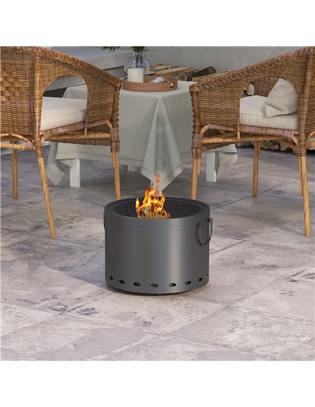 Outsunny Smokeless Fire Pit, 38cm Portable Wood Burning Firepit with Spark Screen and Poker, Low Smoke Camping Bonfire Stove for - pic 128668 | FastDaddyshop