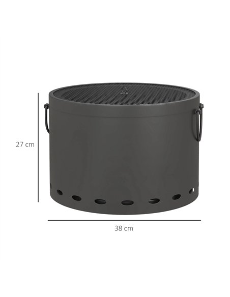 Outsunny Smokeless Fire Pit, 38cm Portable Wood Burning Firepit with Spark Screen and Poker, Low Smoke Camping Bonfire Stove for - pic 128669 | FastDaddyshop