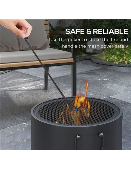 Outsunny Smokeless Fire Pit, 38cm Portable Wood Burning Firepit with Spark Screen and Poker, Low Smoke Camping Bonfire Stove for - pic 128671 | FastDaddyshop
