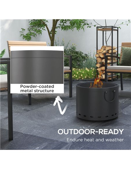 Outsunny Smokeless Fire Pit, 38cm Portable Wood Burning Firepit with Spark Screen and Poker, Low Smoke Camping Bonfire Stove for - pic 128672 | FastDaddyshop