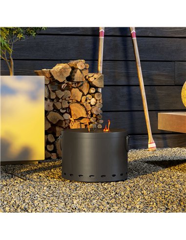 Outsunny Smokeless Fire Pit, 38cm Portable Wood Burning Firepit with Spark Screen and Poker, Low Smoke Camping Bonfire Stove for
