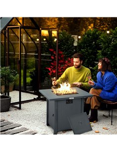 Outsunny Rattan-style Propane Gas Fire Pit Table with 40,000 BTU Burner, Square Smokeless Firepit Patio Heater with Thermocouple 2