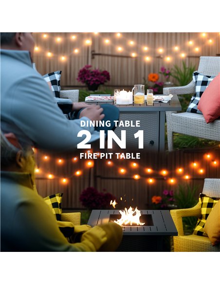 Outsunny Rattan-style Propane Gas Fire Pit Table with 40,000 BTU Burner, Square Smokeless Firepit Patio Heater with Thermocouple - pic 128679 | FastDaddyshop