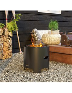 Outsunny Smokeless Fire Pit, 45cm Portable Wood Burning Firepit, Round Metal Bonfire Stove with Poker for Garden, Camping, Black 2