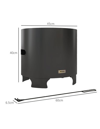 Outsunny Smokeless Fire Pit, 45cm Portable Wood Burning Firepit, Round Metal Bonfire Stove with Poker for Garden, Camping, Black