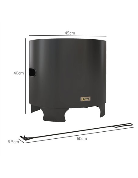 Outsunny Smokeless Fire Pit, 45cm Portable Wood Burning Firepit, Round Metal Bonfire Stove with Poker for Garden, Camping, Black - pic 128687 | FastDaddyshop