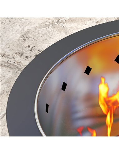 Outsunny Smokeless Fire Pit, 45cm Portable Wood Burning Firepit, Round Metal Bonfire Stove with Poker for Garden, Camping, Black