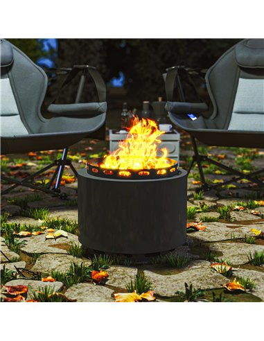 Outsunny Smokeless Fire Pit, 48.5cm Portable Wood Burning Firepit with Poker for Garden Camping Bonfire Party, Metal, Dark Grey