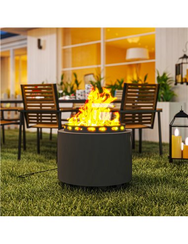 Outsunny Smokeless Fire Pit, 48.5cm Portable Wood Burning Firepit with Poker for Garden Camping Bonfire Party, Metal, Dark Grey