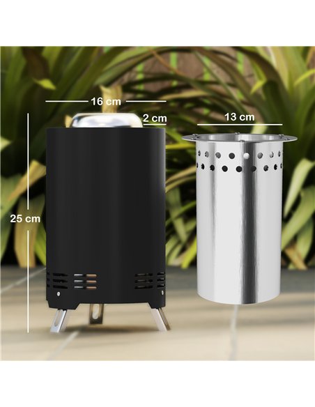Outsunny Smokeless Fire Pit, 16 x 16 cm Stainless Steel Portable Wood Burning Firepit with Poker for Garden Camping Bonfire Part - pic 128714 | FastDaddyshop
