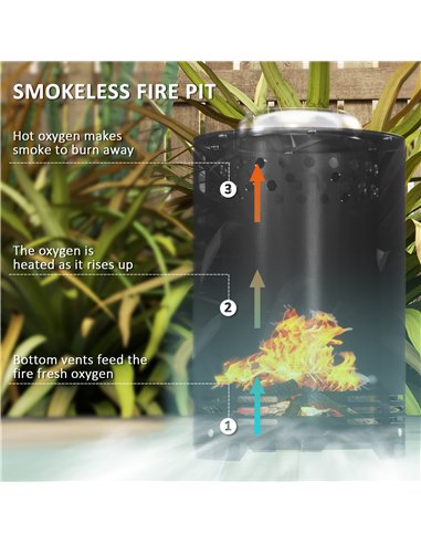 Outsunny Smokeless Fire Pit, 16 x 16 cm Stainless Steel Portable Wood Burning Firepit with Poker for Garden Camping Bonfire Part